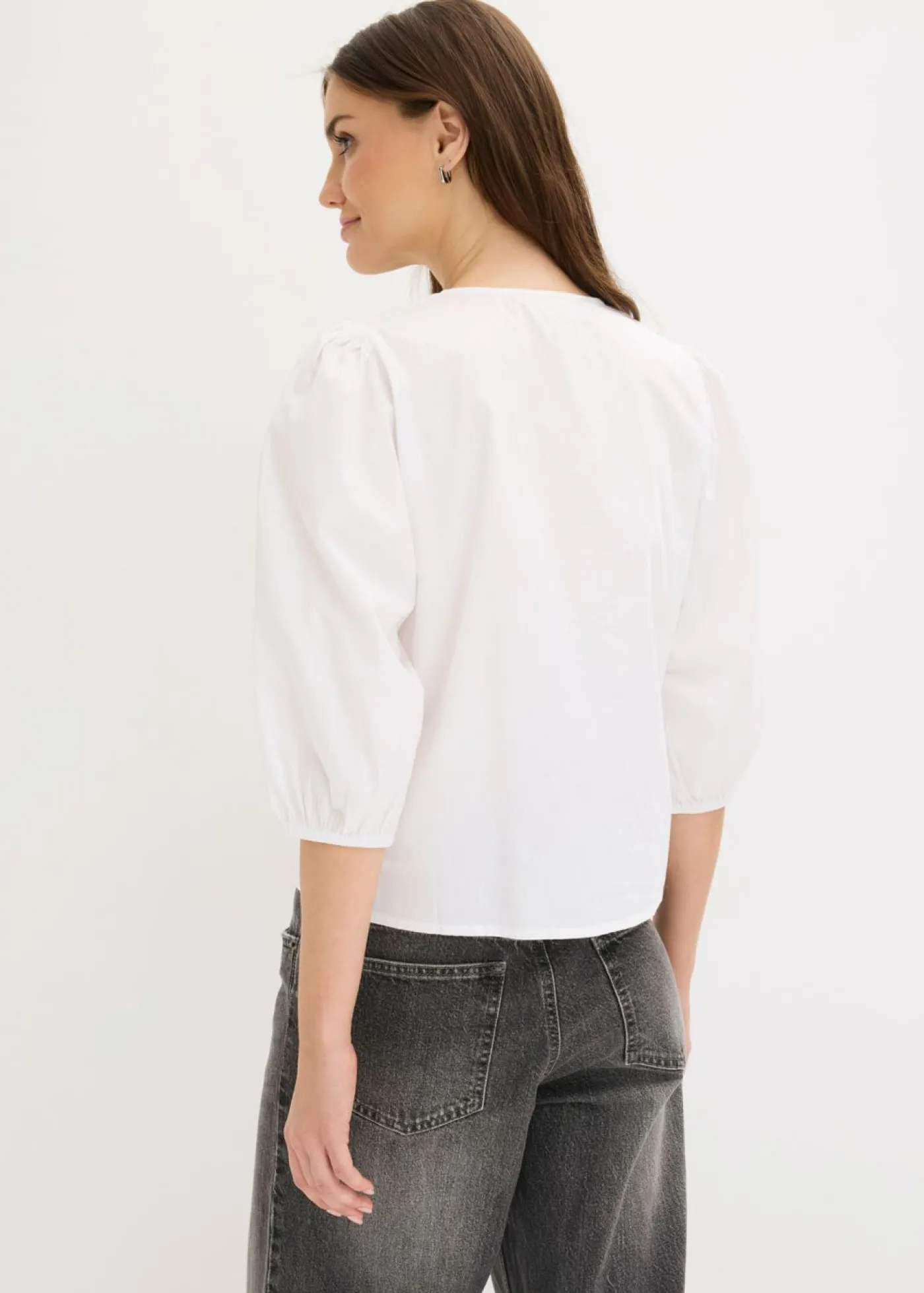 bonprix bonprix Blusa con detalle de lazo Blanco Online