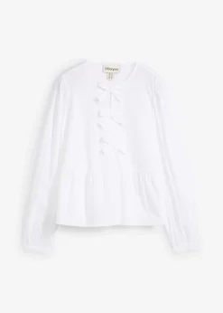 bonprix bonprix Blusa con detalles de lazo Blanco New