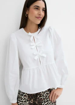 bonprix bonprix Blusa con detalles de lazo Blanco New