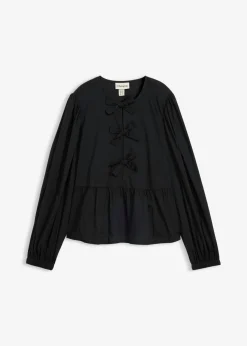 bonprix bonprix Blusa con detalles de lazo Negro Outlet