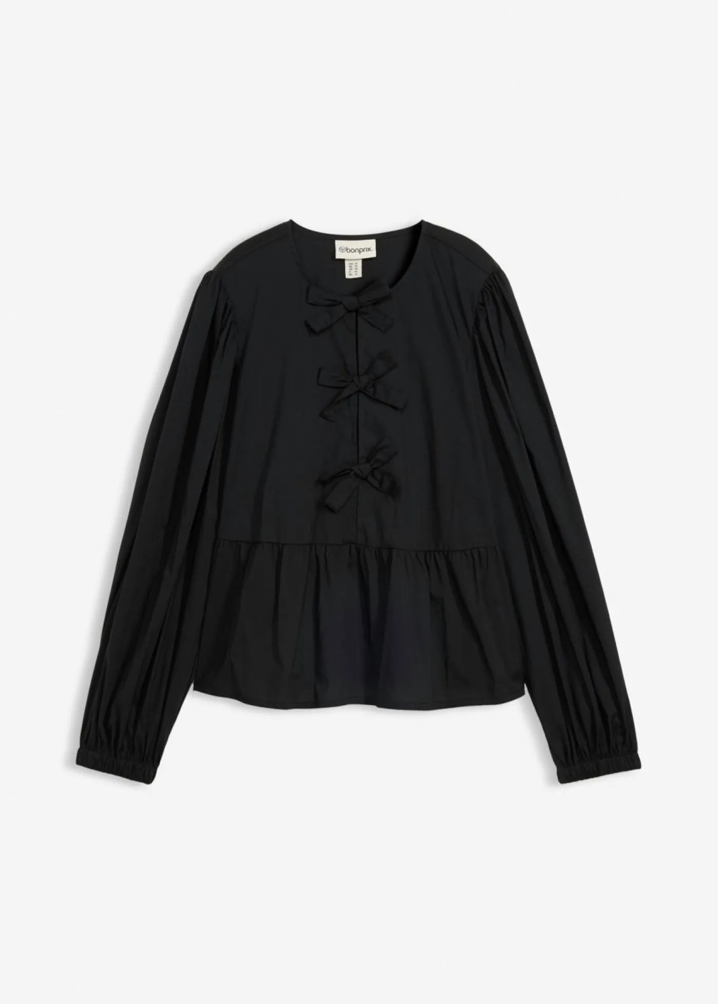 bonprix bonprix Blusa con detalles de lazo Negro Outlet