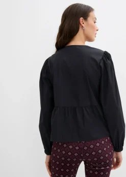 bonprix bonprix Blusa con detalles de lazo Negro Outlet