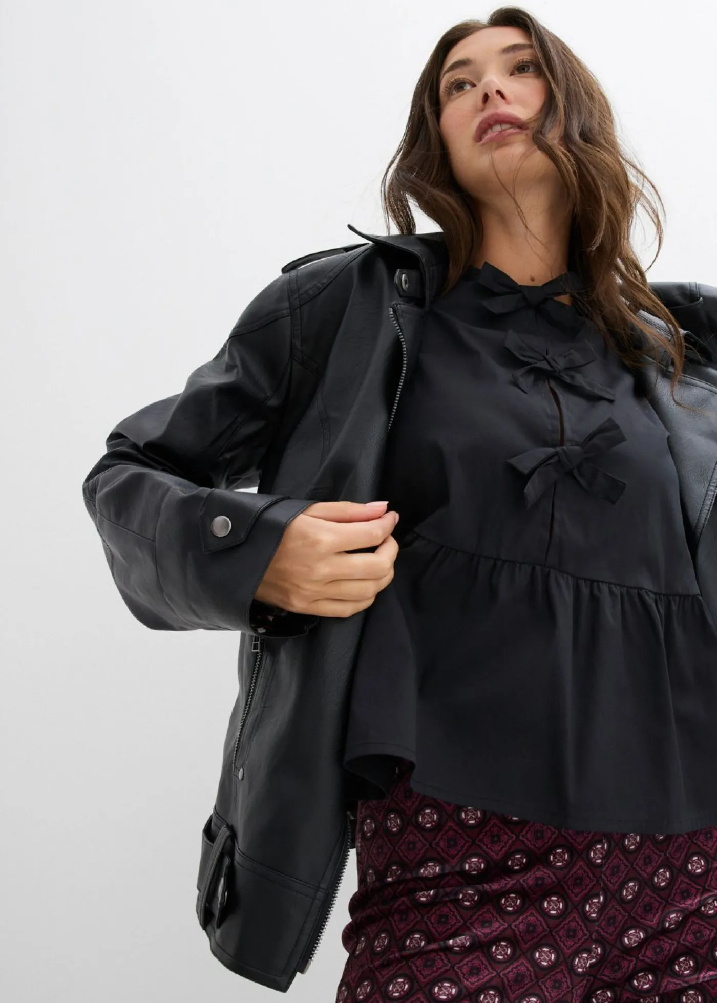 bonprix bonprix Blusa con detalles de lazo Negro Outlet