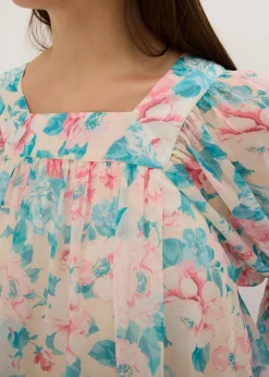 bonprix bonprix Blusa con dobladillo abullonado beige con flores Hot