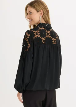 bonprix bonprix Blusa con encaje Negro Online
