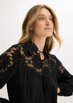 bonprix bonprix Blusa con encaje Negro Online