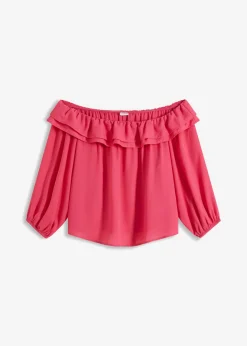 bonprix bonprix Blusa con escote bañera Rosa oscuro Discount