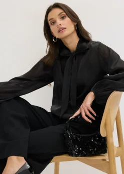 bonprix bonprix Blusa con lazo Negro Best