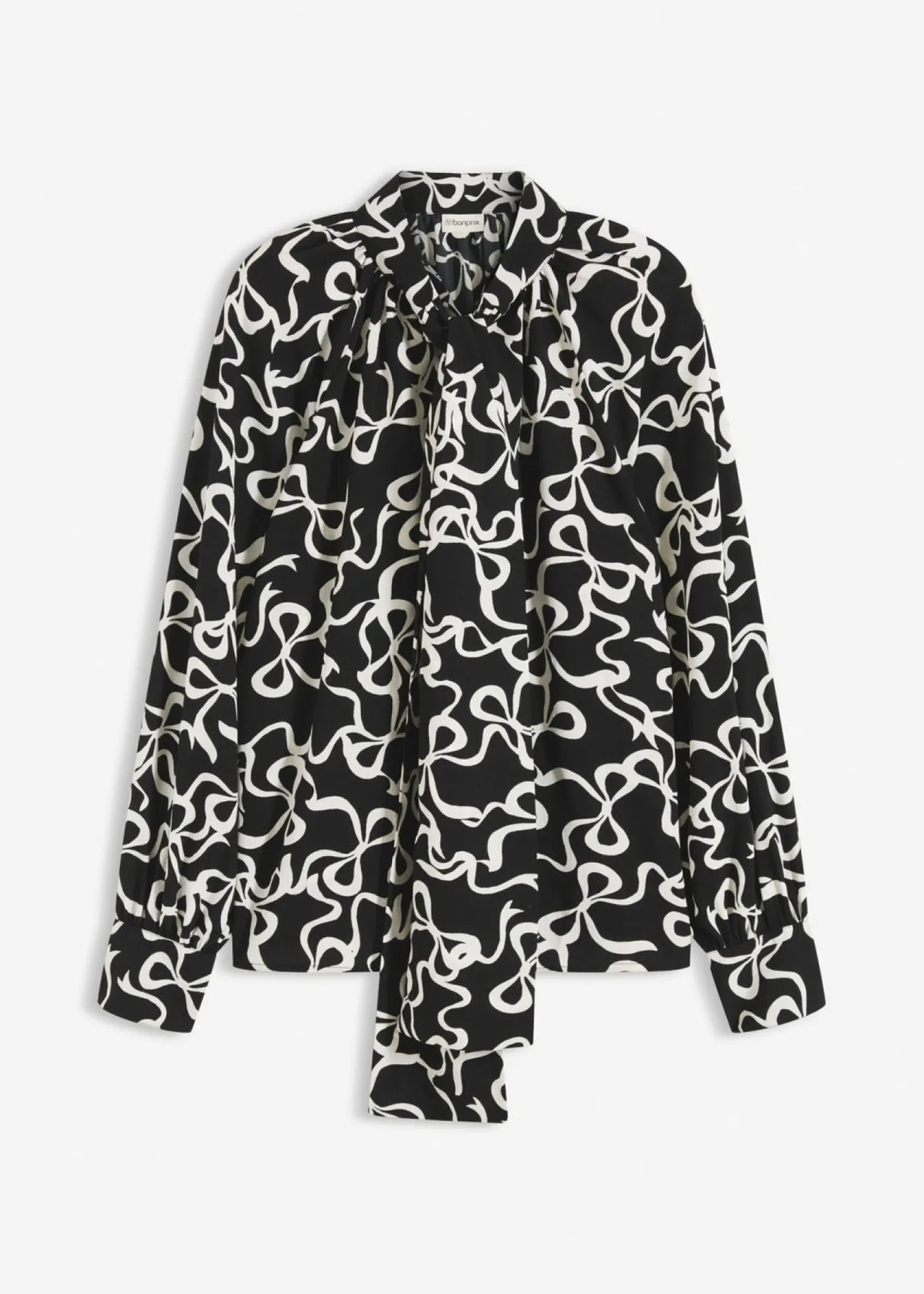 bonprix bonprix Blusa con lazo Negro-blanco estampado Clearance