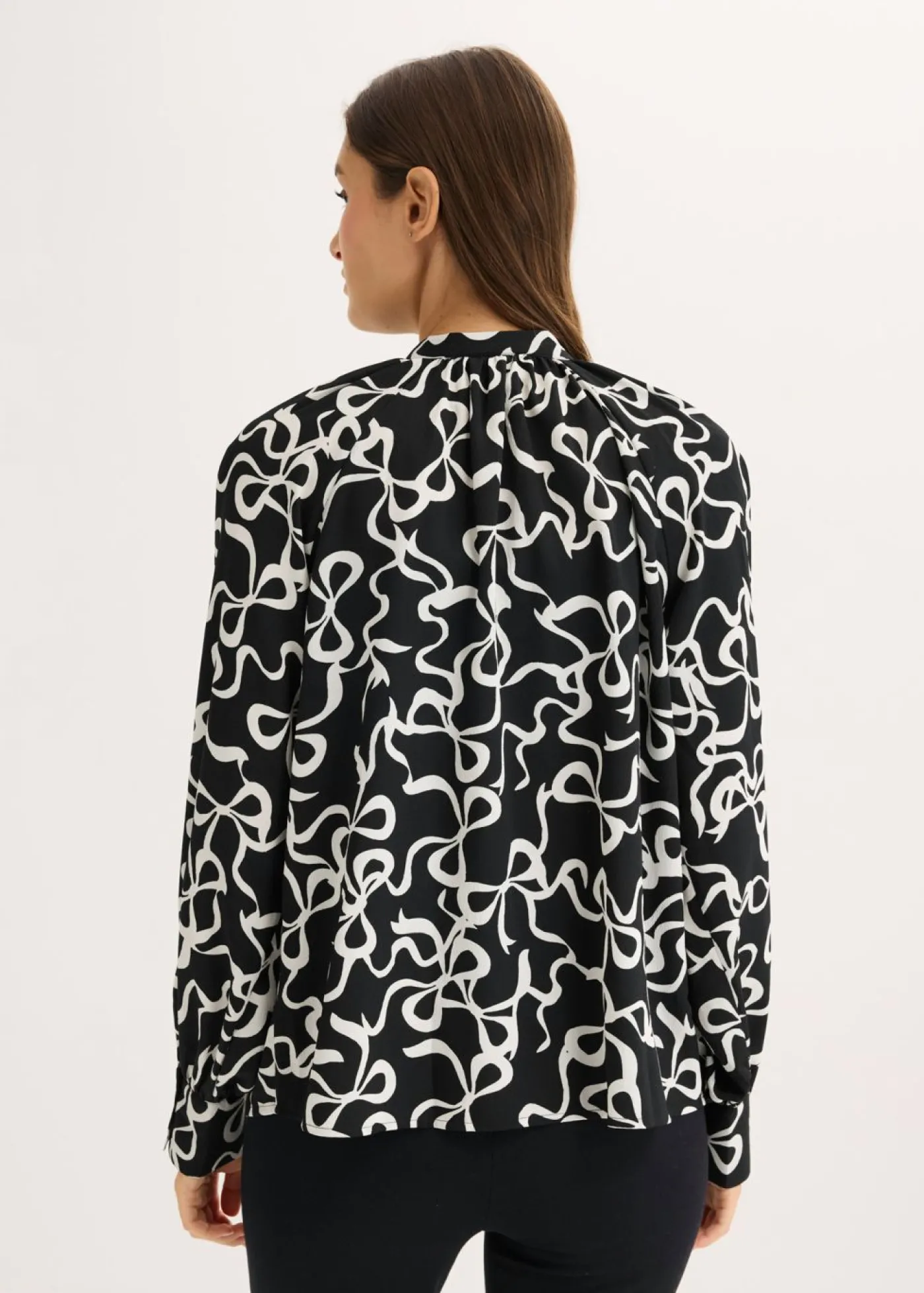 bonprix bonprix Blusa con lazo Negro-blanco estampado Clearance