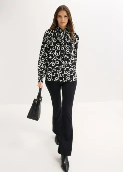bonprix bonprix Blusa con lazo Negro-blanco estampado Clearance