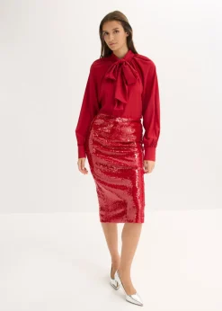 bonprix bonprix Blusa con lazo rojo cayena Discount