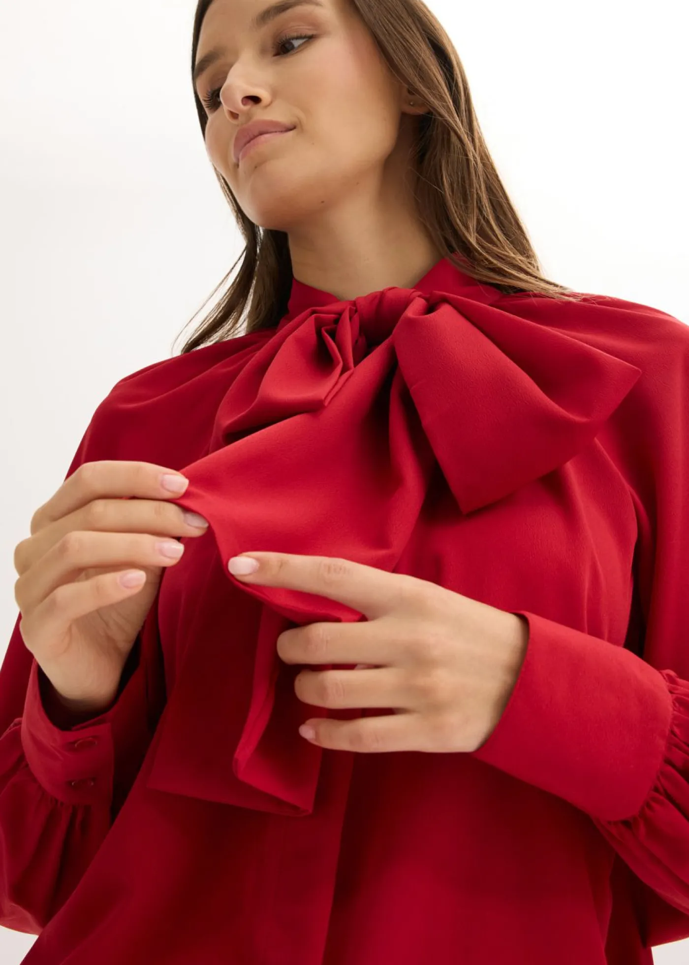 bonprix bonprix Blusa con lazo rojo cayena Discount