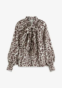 bonprix bonprix Blusa con lazo estampado leo arena Online