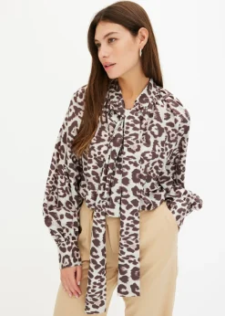 bonprix bonprix Blusa con lazo estampado leo arena Online