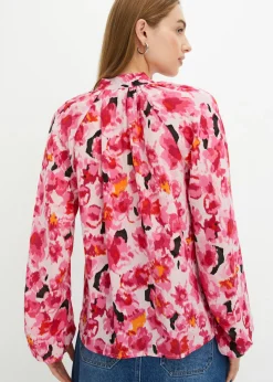 bonprix bonprix Blusa con lazo de gasa rosa caliente Hot