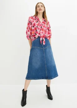 bonprix bonprix Blusa con lazo de gasa rosa caliente Hot