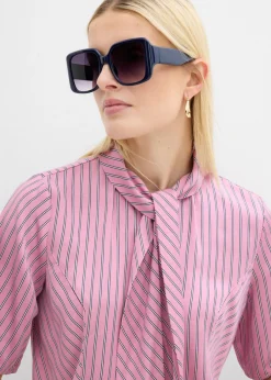 bonprix bonprix Blusa con lazo de modal suave malva-azul marino-blanco con rayas