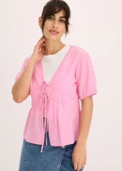 bonprix bonprix Blusa con lazos Rosa