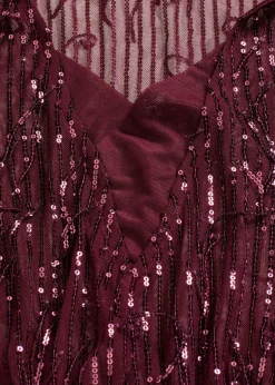 bonprix bonprix Blusa con lentejuelas y flecos rojo burdeos New