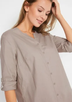 bonprix bonprix Blusa con lino y mangas 3/4 Piedra Sale