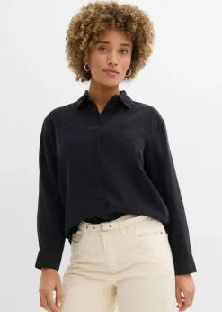bonprix bonprix Blusa con mezcla de viscosa fluida Negro Clearance