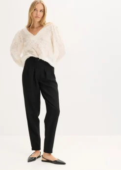 bonprix bonprix Blusa con patrón de flores estructurado Crema Outlet