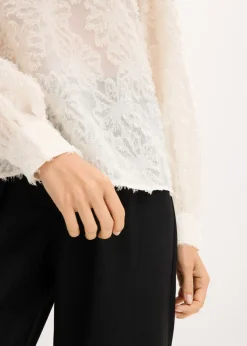 bonprix bonprix Blusa con patrón de flores estructurado Crema Outlet