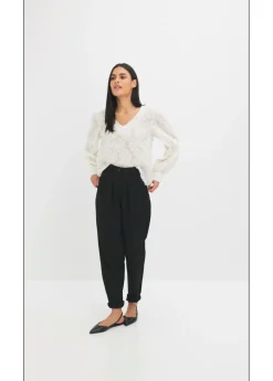 bonprix bonprix Blusa con patrón de flores estructurado Crema Outlet