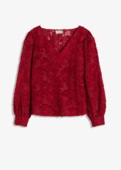 bonprix bonprix Blusa con patrón de flores estructurado Rojo Best