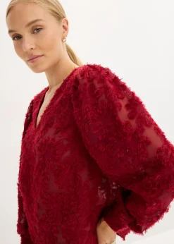 bonprix bonprix Blusa con patrón de flores estructurado Rojo Best