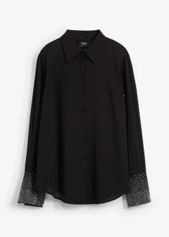 bonprix bonprix Blusa con piedras brillantes Negro Outlet