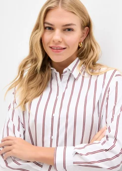 bonprix bonprix Blusa con rayas blanco-rojo rubí con rayas Hot