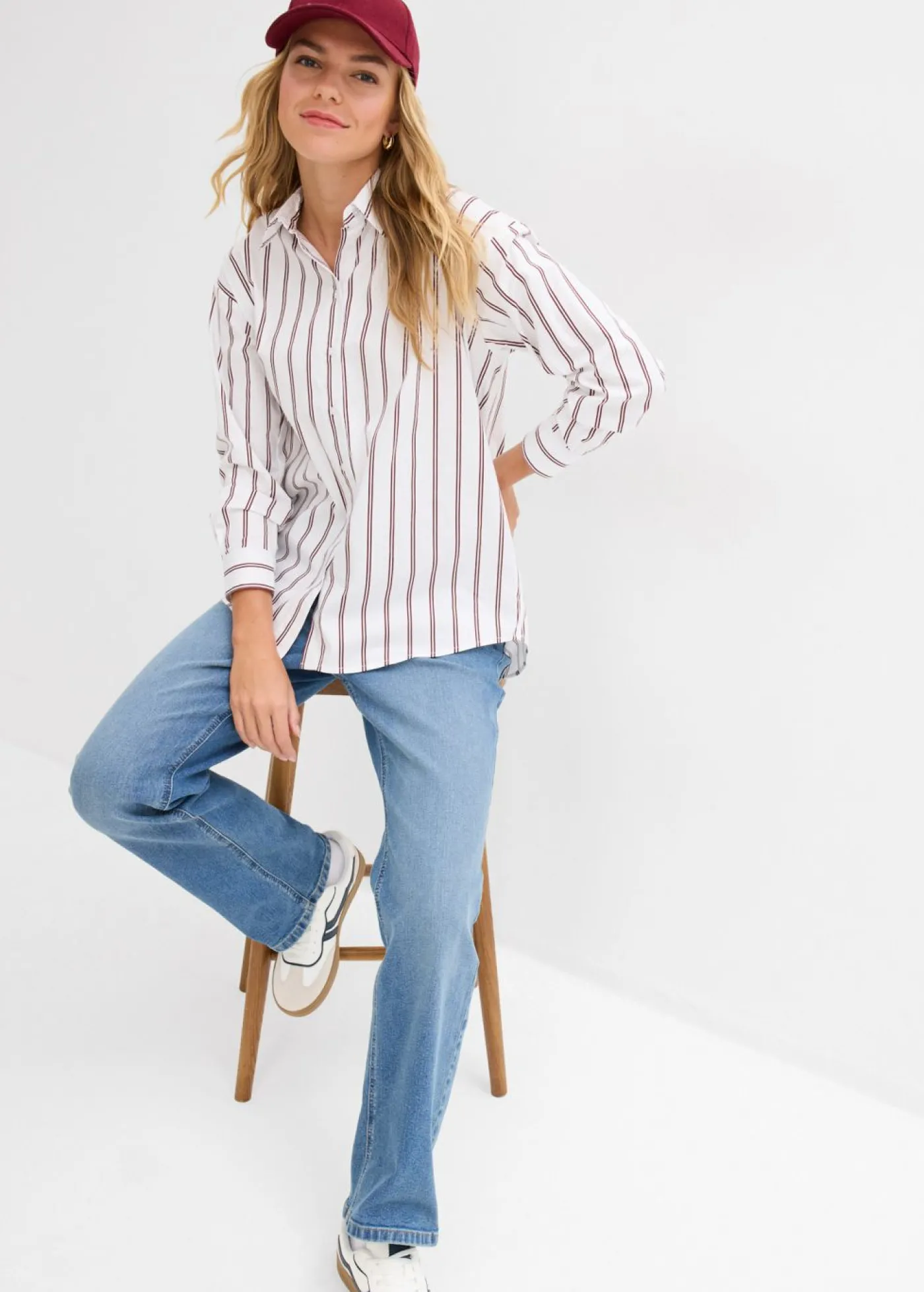bonprix bonprix Blusa con rayas blanco-rojo rubí con rayas Hot