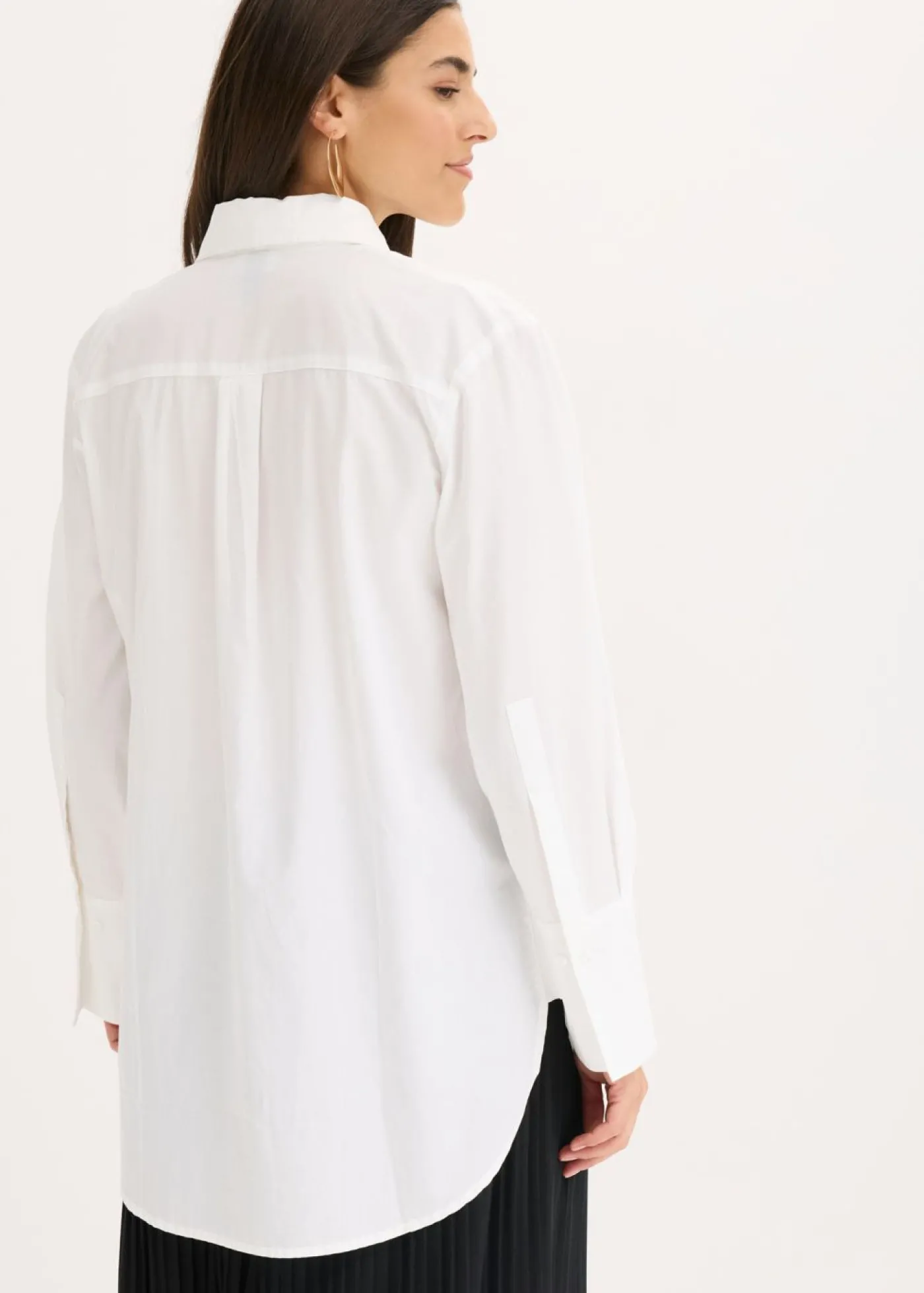 bonprix bonprix Blusa con solapa de algodón puro Blanco Sale