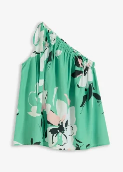 bonprix bonprix Blusa con un hombro al descubierto verde con flores New