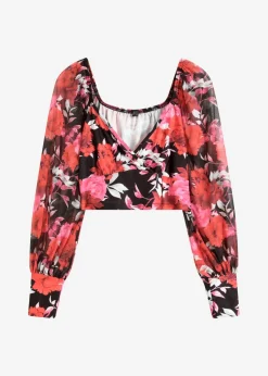 bonprix bonprix Blusa cropped Negro con flores