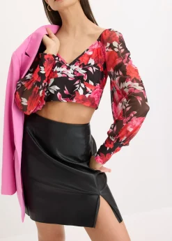 bonprix bonprix Blusa cropped Negro con flores