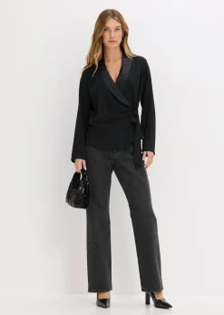 bonprix bonprix Blusa cruzada Negro Outlet