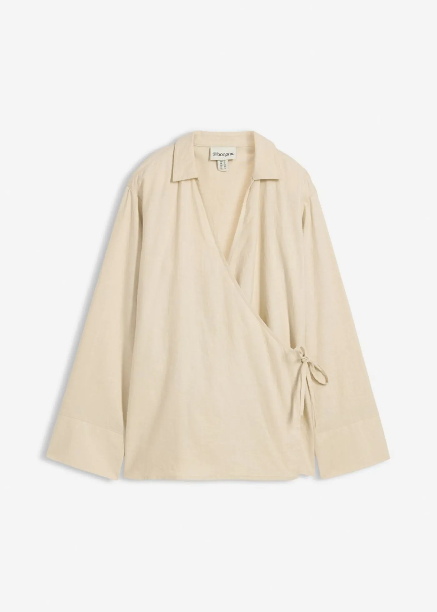 bonprix bonprix Blusa cruzada de mezcla de lino Arena claro Outlet