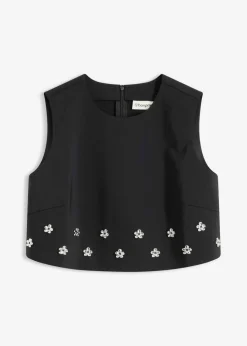 bonprix bonprix Blusa de algodón Negro de flores Hot