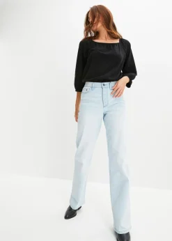 bonprix bonprix Blusa de algodón orgánico puro Negro Discount