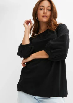 bonprix bonprix Blusa de algodón orgánico puro Negro Discount
