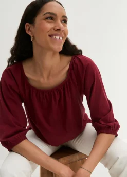 bonprix bonprix Blusa de algodón orgánico puro granada Discount