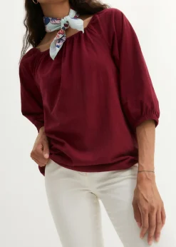 bonprix bonprix Blusa de algodón orgánico puro granada Discount