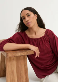 bonprix bonprix Blusa de algodón orgánico puro granada Discount