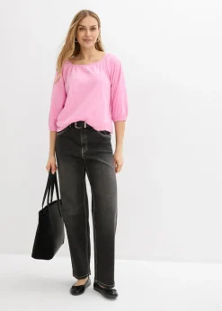 bonprix bonprix Blusa de algodón orgánico puro Rosa Sale