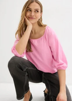 bonprix bonprix Blusa de algodón orgánico puro Rosa Sale