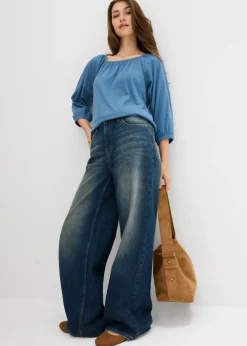 bonprix bonprix Blusa de algodón orgánico puro verde mar Outlet