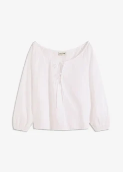 bonprix bonprix Blusa de algodón orgánico puro Blanco Hot